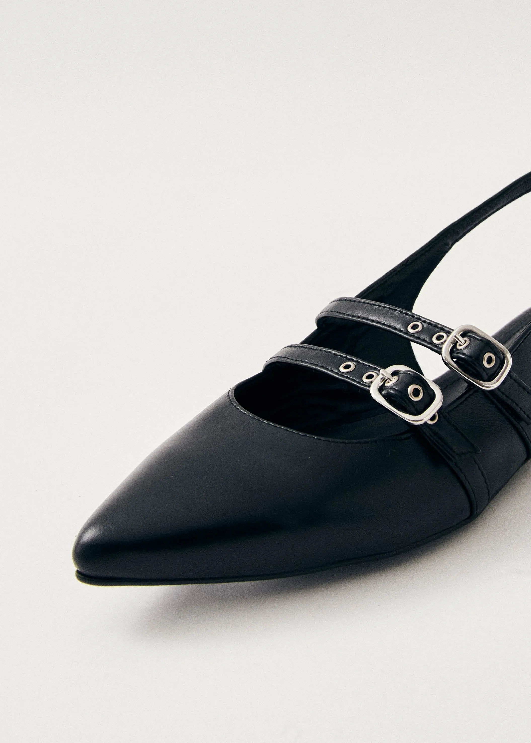 Wren Black Leather Ballet Flats